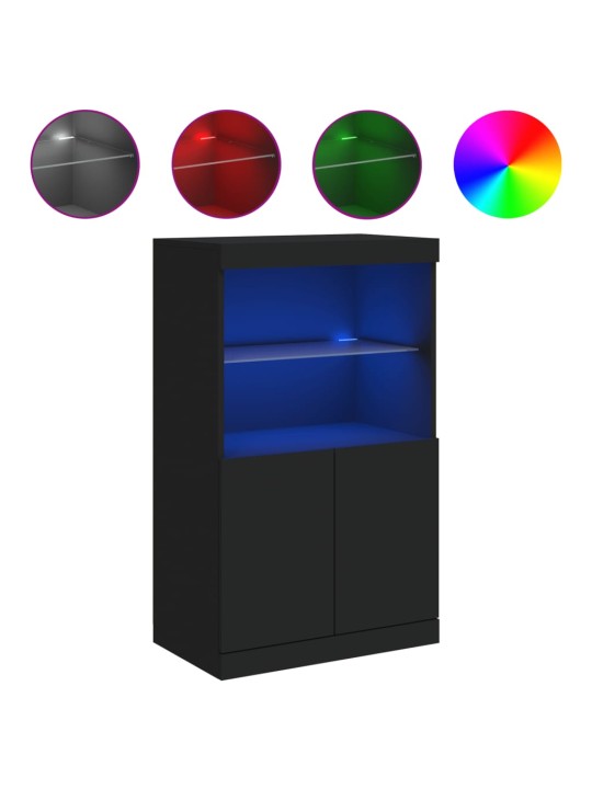 Příborník s LED osvětlením černý 60,5 x 37 x 100 cm