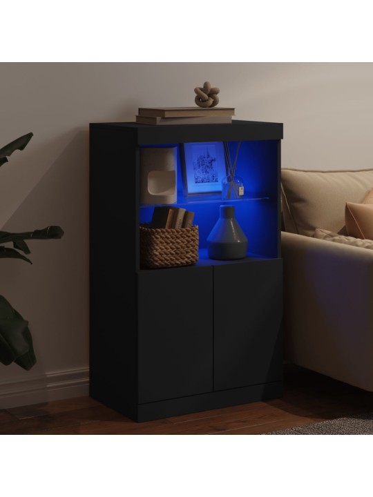 Příborník s LED osvětlením černý 60,5 x 37 x 100 cm