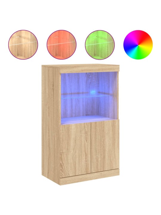 Příborník s LED osvětlením dub sonoma 60,5 x 37 x 100 cm