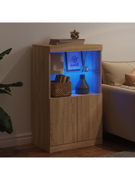 Příborník s LED osvětlením dub sonoma 60,5 x 37 x 100 cm
