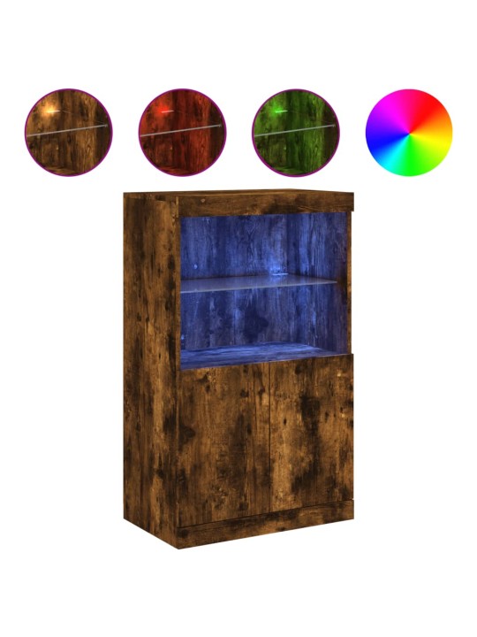 Příborník s LED osvětlením kouřový dub 60,5 x 37 x 100 cm