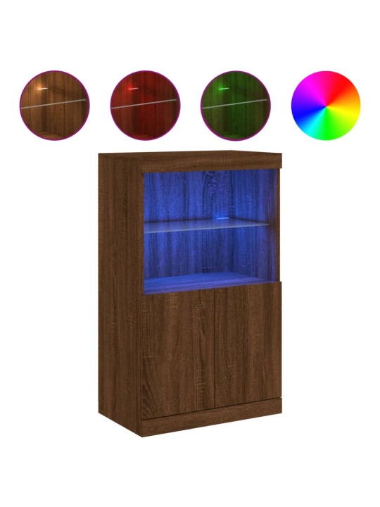 Příborník s LED osvětlením hnědý dub 60,5 x 37 x 100 cm