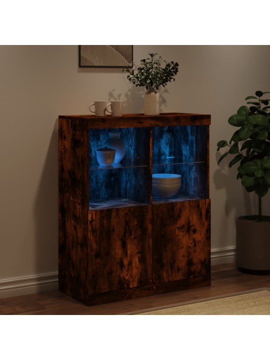 Příborník s LED osvětlením kouřový dub 81 x 37 x 100 cm