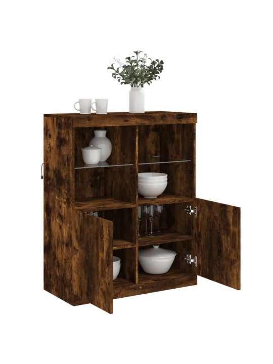 Příborník s LED osvětlením kouřový dub 81 x 37 x 100 cm