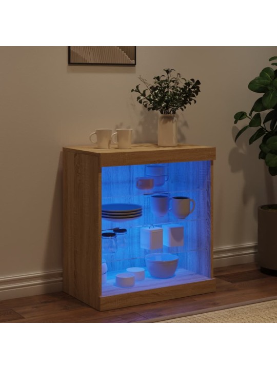 Příborník s LED osvětlením dub sonoma 60,5 x 37 x 67 cm