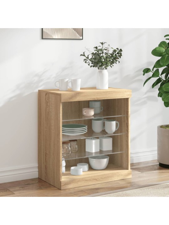 Příborník s LED osvětlením dub sonoma 60,5 x 37 x 67 cm
