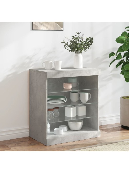 Příborník s LED osvětlením betonově šedý 60,5 x 37 x 67 cm