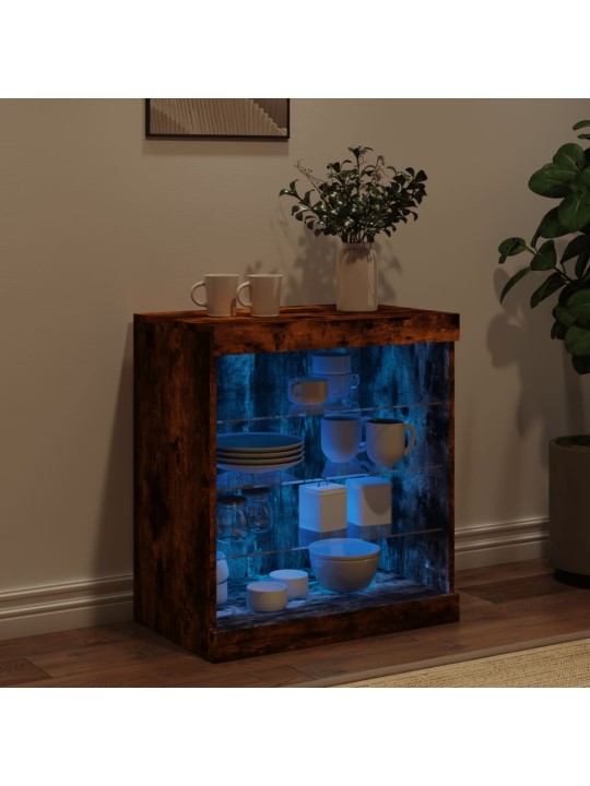 Příborník s LED osvětlením kouřový dub 60,5 x 37 x 67 cm