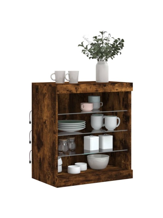 Příborník s LED osvětlením kouřový dub 60,5 x 37 x 67 cm