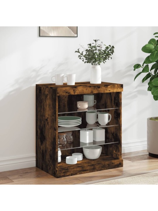 Příborník s LED osvětlením kouřový dub 60,5 x 37 x 67 cm
