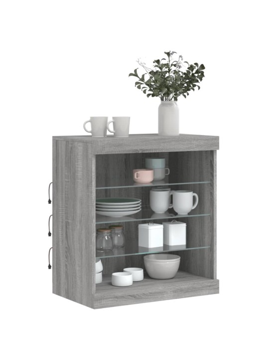 Příborník s LED osvětlením šedý sonoma 60,5 x 37 x 67 cm