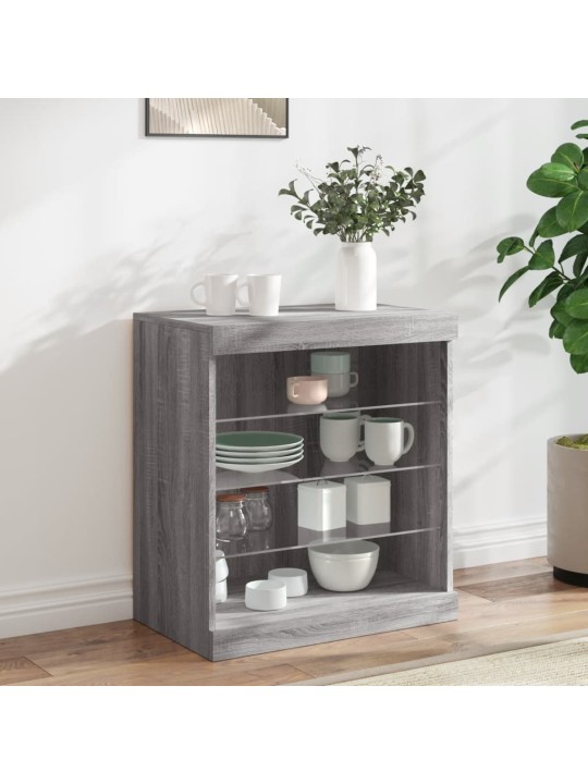 Příborník s LED osvětlením šedý sonoma 60,5 x 37 x 67 cm