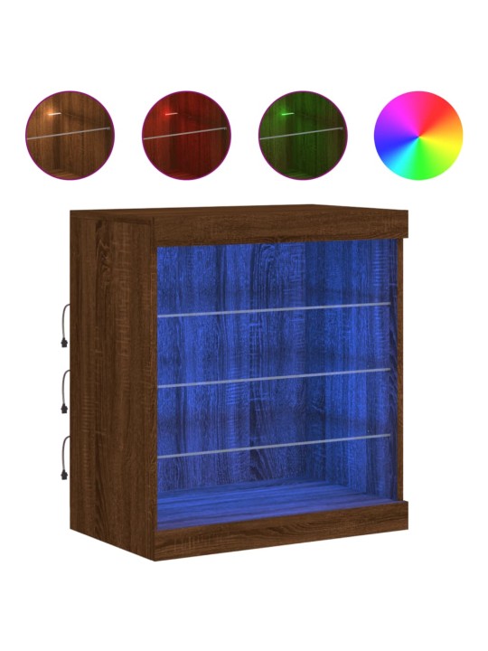 Příborník s LED osvětlením hnědý dub 60,5 x 37 x 67 cm