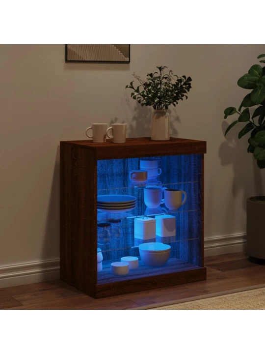 Příborník s LED osvětlením hnědý dub 60,5 x 37 x 67 cm