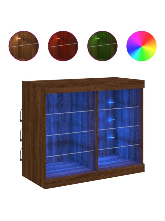 Příborník s LED osvětlením hnědý dub 81 x 37 x 67 cm