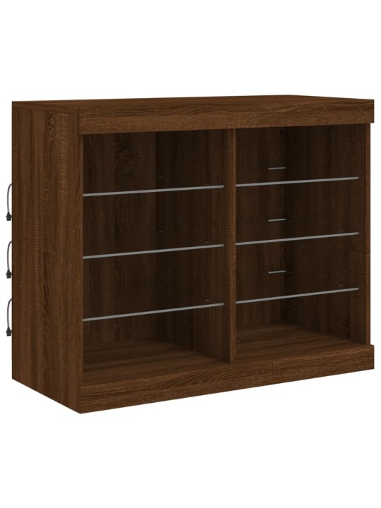 Příborník s LED osvětlením hnědý dub 81 x 37 x 67 cm