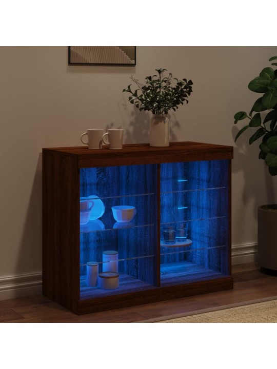 Příborník s LED osvětlením hnědý dub 81 x 37 x 67 cm
