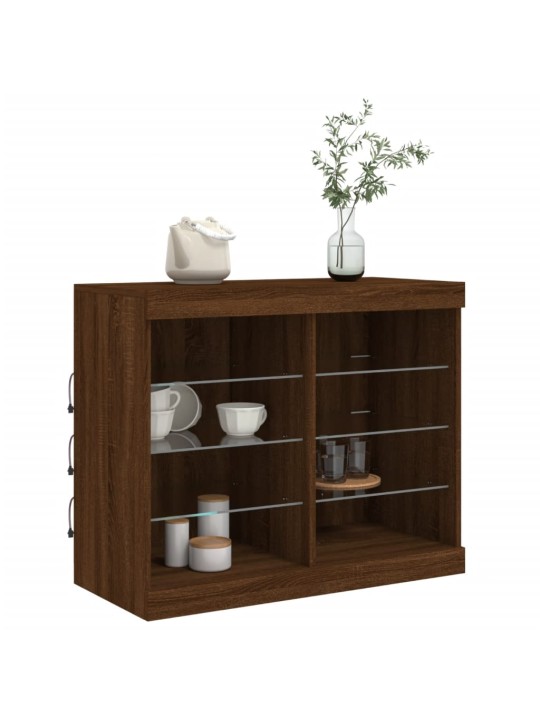 Příborník s LED osvětlením hnědý dub 81 x 37 x 67 cm