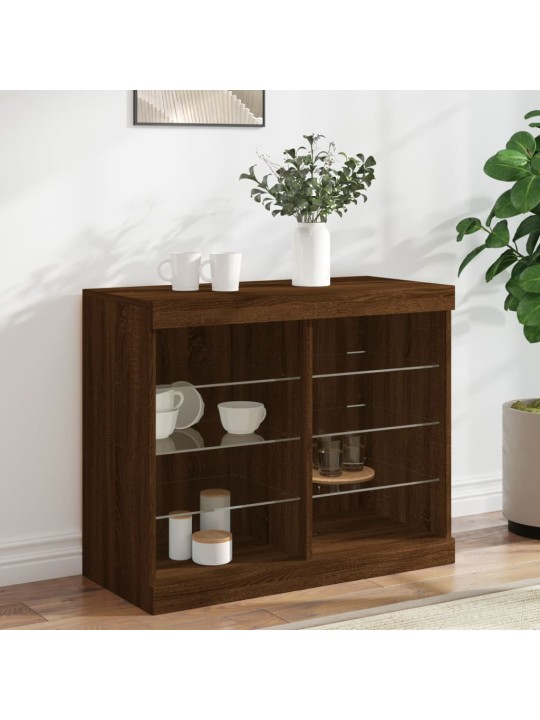 Příborník s LED osvětlením hnědý dub 81 x 37 x 67 cm