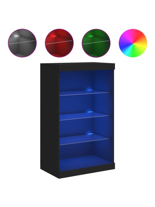 Příborník s LED osvětlením černý 60,5 x 37 x 100 cm