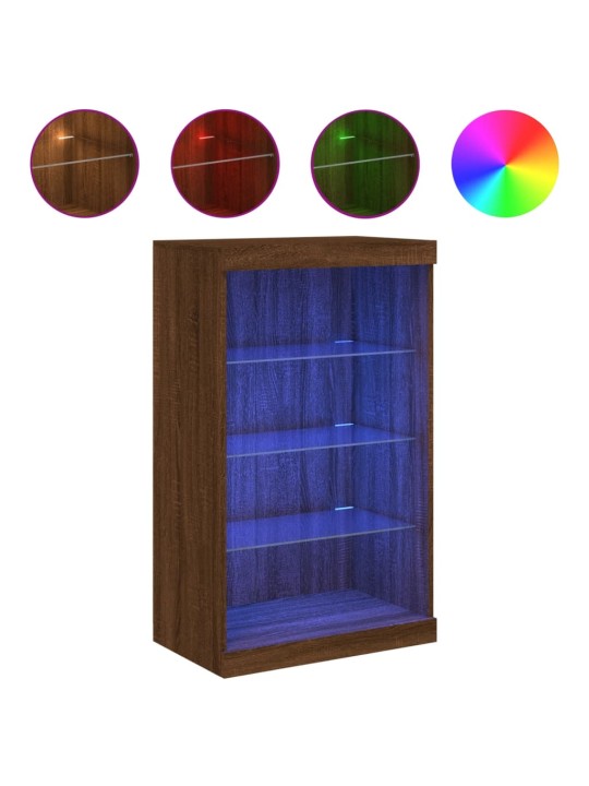 Příborník s LED osvětlením hnědý dub 60,5 x 37 x 100 cm