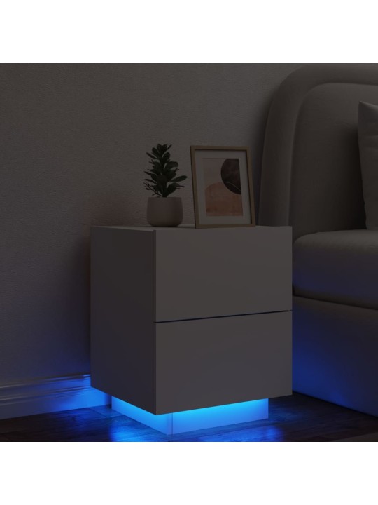 Noční stolek s LED osvětlením bílý kompozitní dřevo