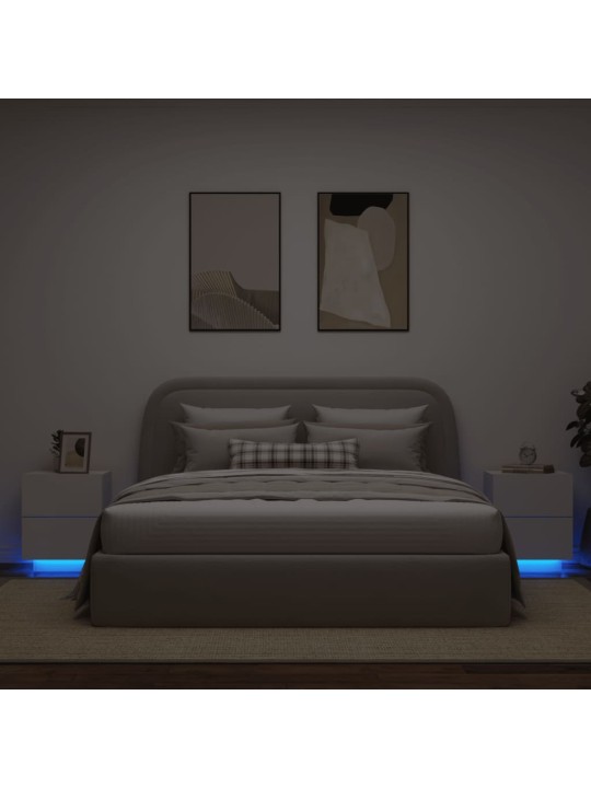 Noční stolky s LED osvětlením 2 ks bílé kompozitní dřevo