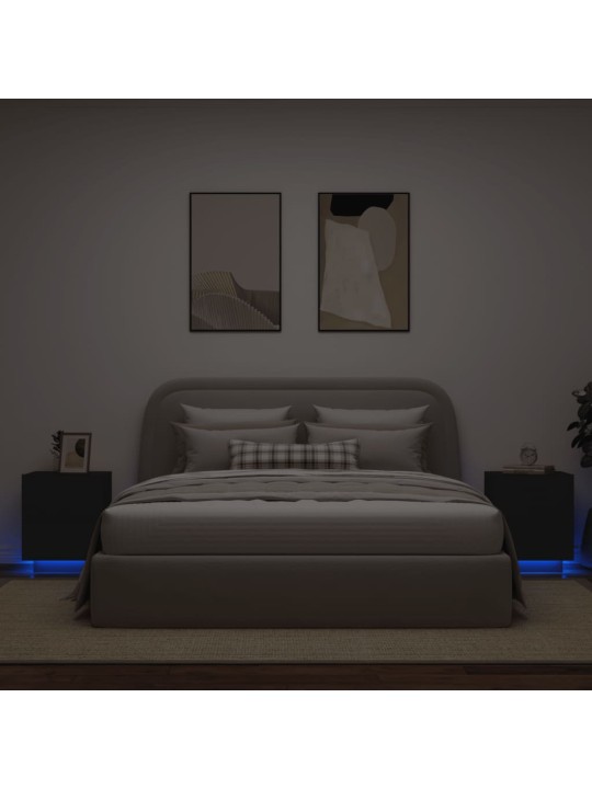 Noční stolky s LED osvětlením 2 ks černé kompozitní dřevo