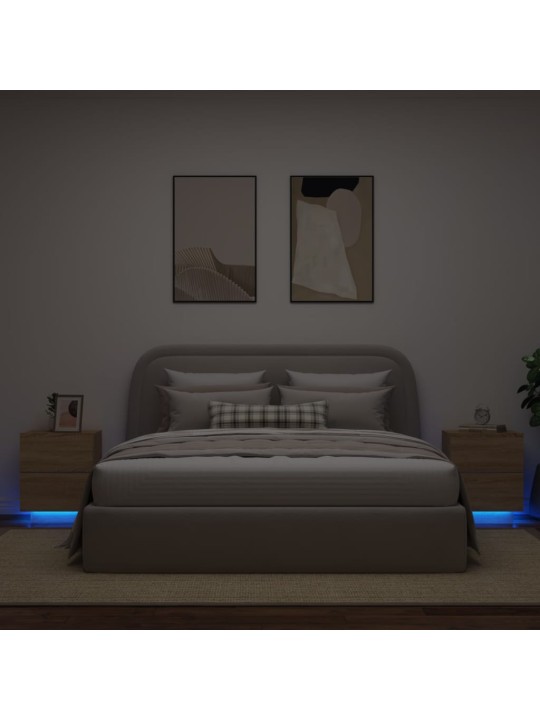 Noční stolky s LED osvětlením 2 ks dub sonoma kompozitní dřevo