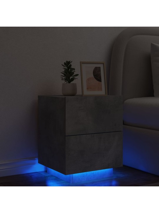 Noční stolek s LED osvětlením betonově šedý kompozitní dřevo