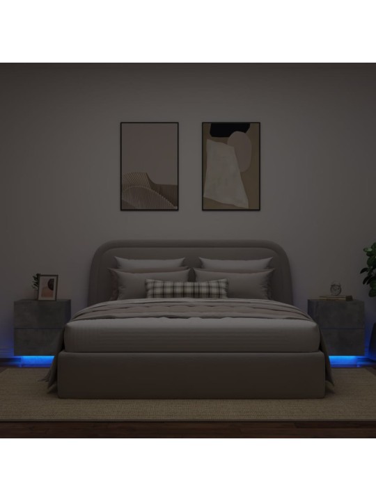 Noční stolky LED osvětlení 2 ks betonově šedé kompozitní dřevo