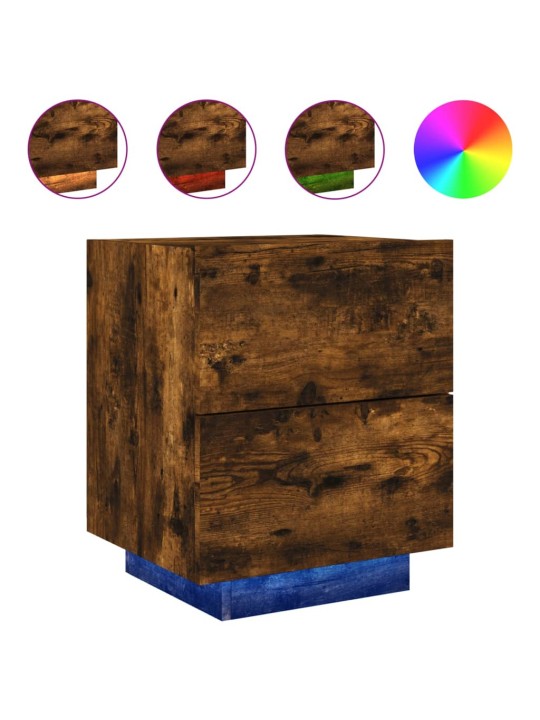Noční stolek s LED osvětlením kouřový dub kompozitní dřevo