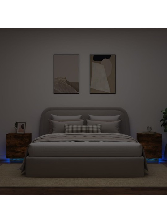 Noční stolky s LED osvětlením 2 ks kouřový dub kompozitní dřevo