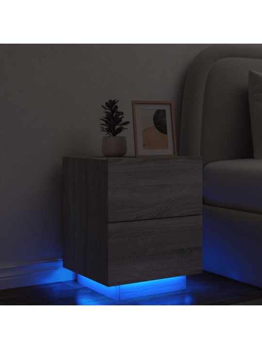 Noční stolek s LED osvětlením šedý sonoma kompozitní dřevo