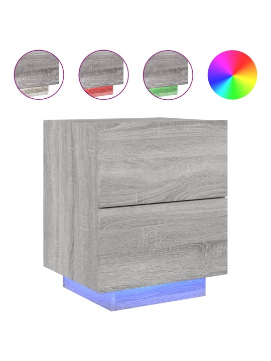 Noční stolky s LED osvětlením 2 ks šedé sonoma kompozitní dřevo