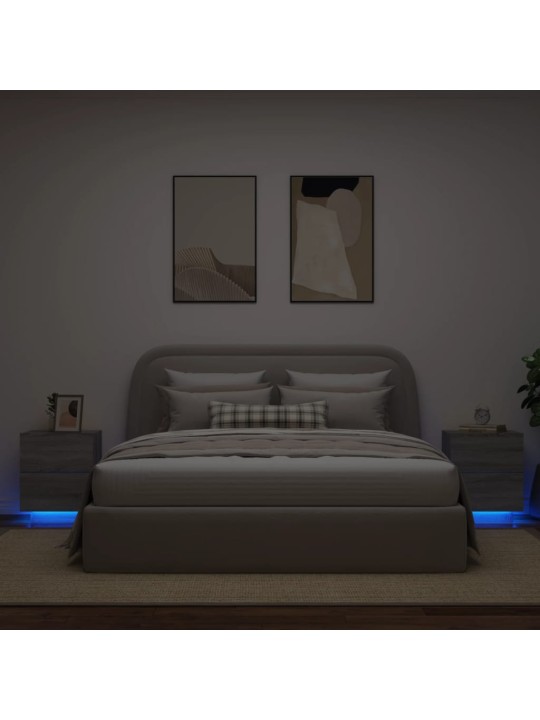 Noční stolky s LED osvětlením 2 ks šedé sonoma kompozitní dřevo