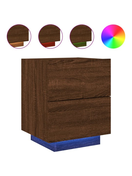 Noční stolky s LED osvětlením 2 ks hnědý dub kompozitní dřevo