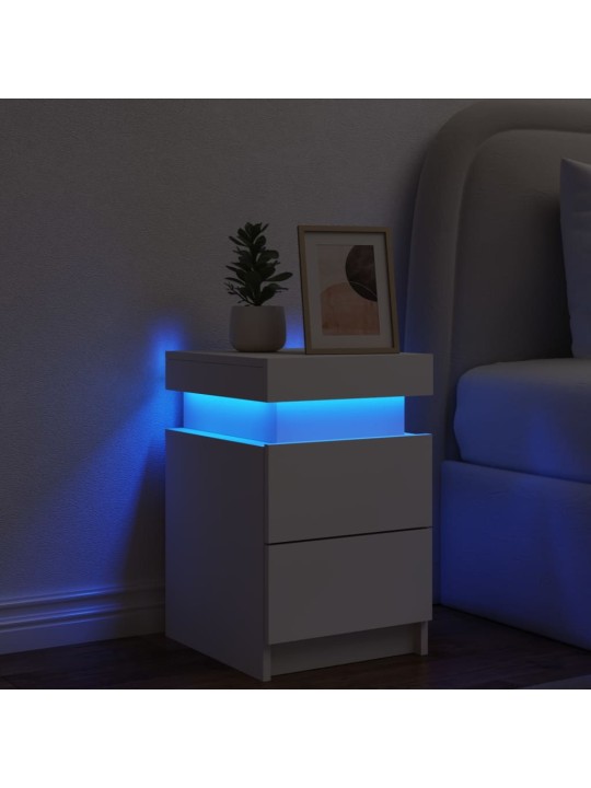 Noční stolek s LED osvětlením bílý 35 x 39 x 55 cm