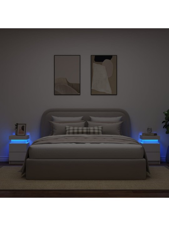 Noční stolky s LED osvětlením 2 ks bílé 35 x 39 x 55 cm