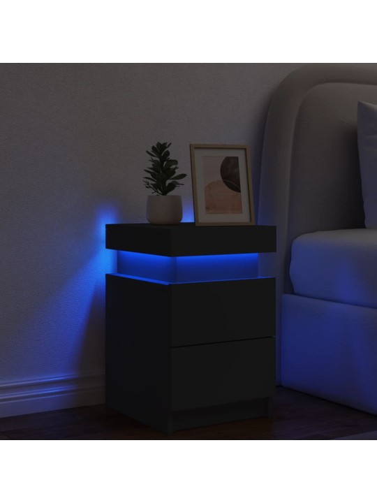 Noční stolek s LED osvětlením černý 35 x 39 x 55 cm