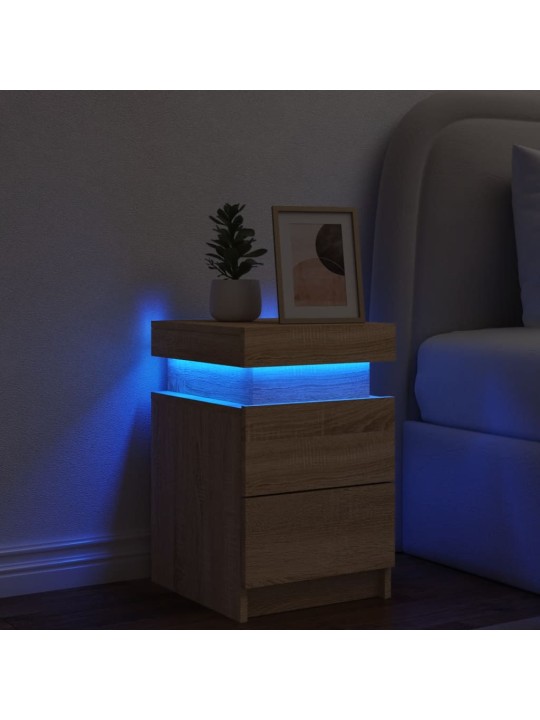 Noční stolek s LED osvětlením dub sonoma 35 x 39 x 55 cm