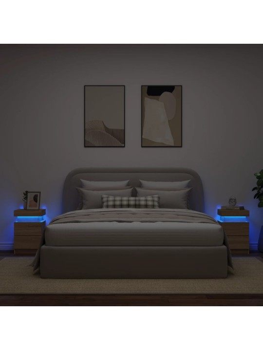 Noční stolky s LED osvětlením 2 ks dub sonoma 35 x 39 x 55 cm