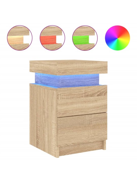 Noční stolky s LED osvětlením 2 ks dub sonoma 35 x 39 x 55 cm
