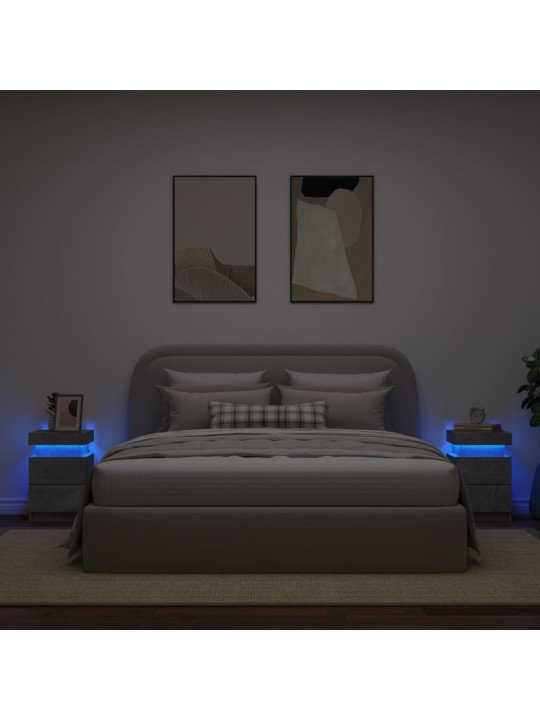 Noční stolky s LED osvětlením 2 ks betonově šedé 35x39x55 cm