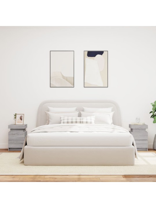 Noční stolky s LED osvětlením 2 ks šedé sonoma 35 x 39 x 55 cm