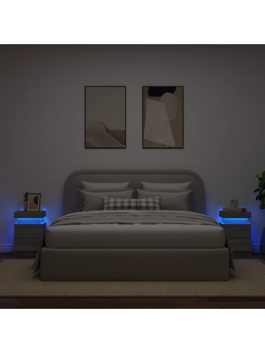 Noční stolky s LED osvětlením 2 ks šedé sonoma 35 x 39 x 55 cm