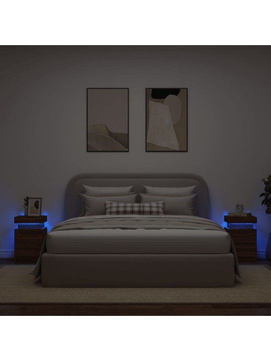 Noční stolky s LED osvětlením 2 ks hnědý dub 35 x 39 x 55 cm