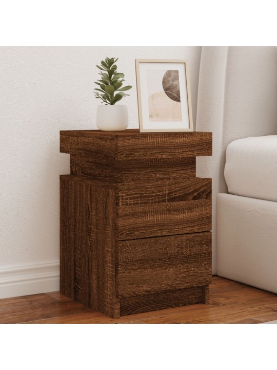 Noční stolky s LED osvětlením 2 ks hnědý dub 35 x 39 x 55 cm