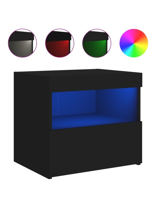 Noční stolky s LED osvětlením 2 ks černé 50 x 40 x 45 cm