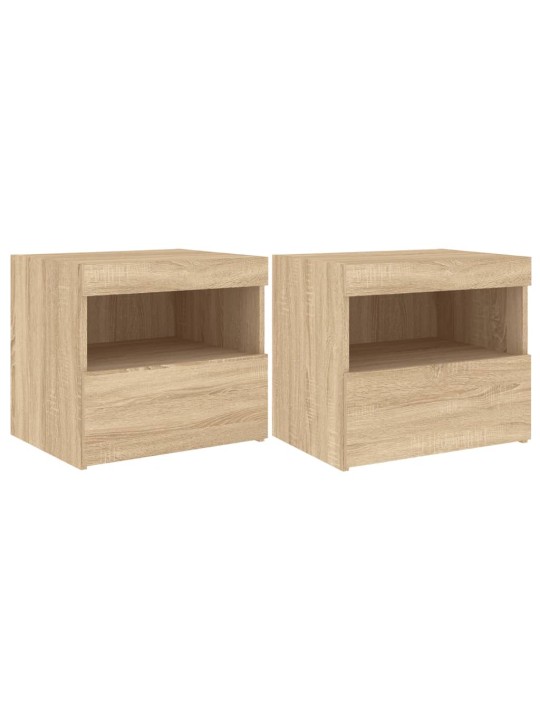 Noční stolky s LED osvětlením 2 ks dub sonoma 50 x 40 x 45 cm